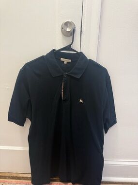 Burberry Black Polo with Signature Check Placket